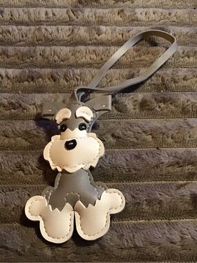 Gray and Cream Dog-Shaped Leather  Accessory